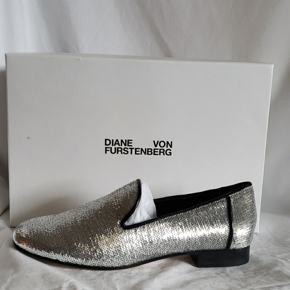 silver sequin loafers
